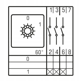 Łącznik krzywkowy LW32 0-1 tablicowy 32A