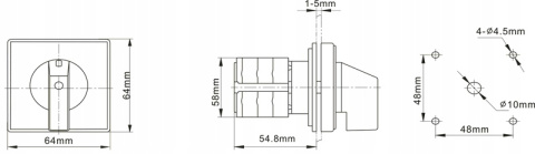 Łącznik krzywkowy LW40 0-1 tablicowy 40A Łącznik krzywkowy LW40 0-1 tablicowy 40A