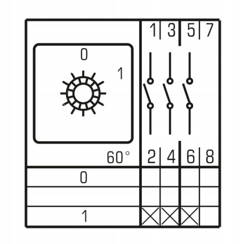 Łącznik krzywkowy LW63 0-1 tablicowy 63A Łącznik krzywkowy LW63 0-1 tablicowy 63A
