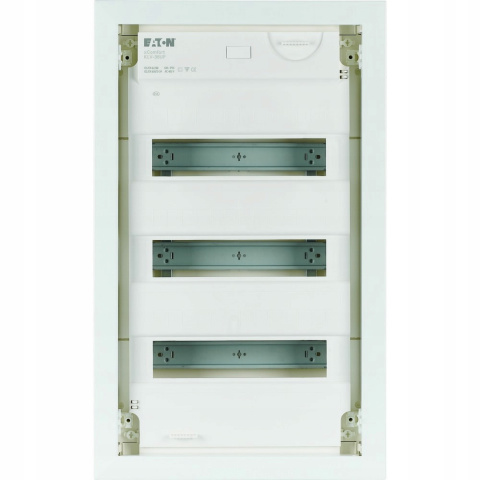Rozdzielnica modułowa 3x12 podtynkowa Eaton KLV-36UPS-SF 178819 z przezroczystymi drzwiami i szyną DIN w instalacji elektrycznej Rozdzielnica modułowa 3x12 podtynkowa Eaton KLV-36UPS-SF 178819 z przezroczystymi drzwiami i szyną DIN w instalacji elektrycznej