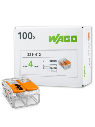 WAGO 221-412 SZYBKOZŁĄCZKA NA DRUT/LINKĘ 2x0,14-4mm2 - ( opk. 100 szt.)