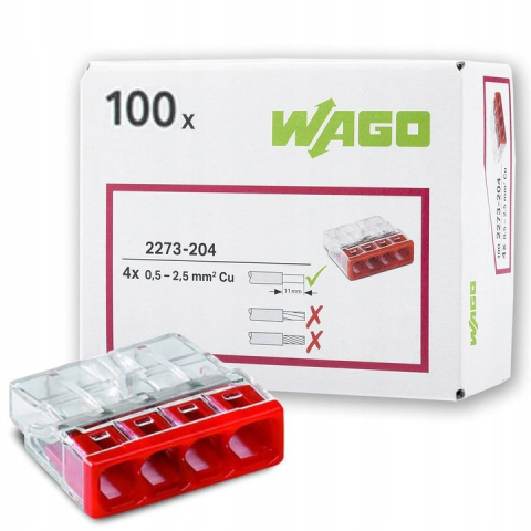 WAGO 2273-204 SZYBKOZŁĄCZKA 4x0,5-2,5mm2 ( opk. 100 szt. ) WAGO 2273-204 SZYBKOZŁĄCZKA 4x0,5-2,5mm2 ( opk. 100 szt. )