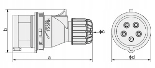 Wtyczka przenośna 63A 5P 400V 3P+Z+N IP67